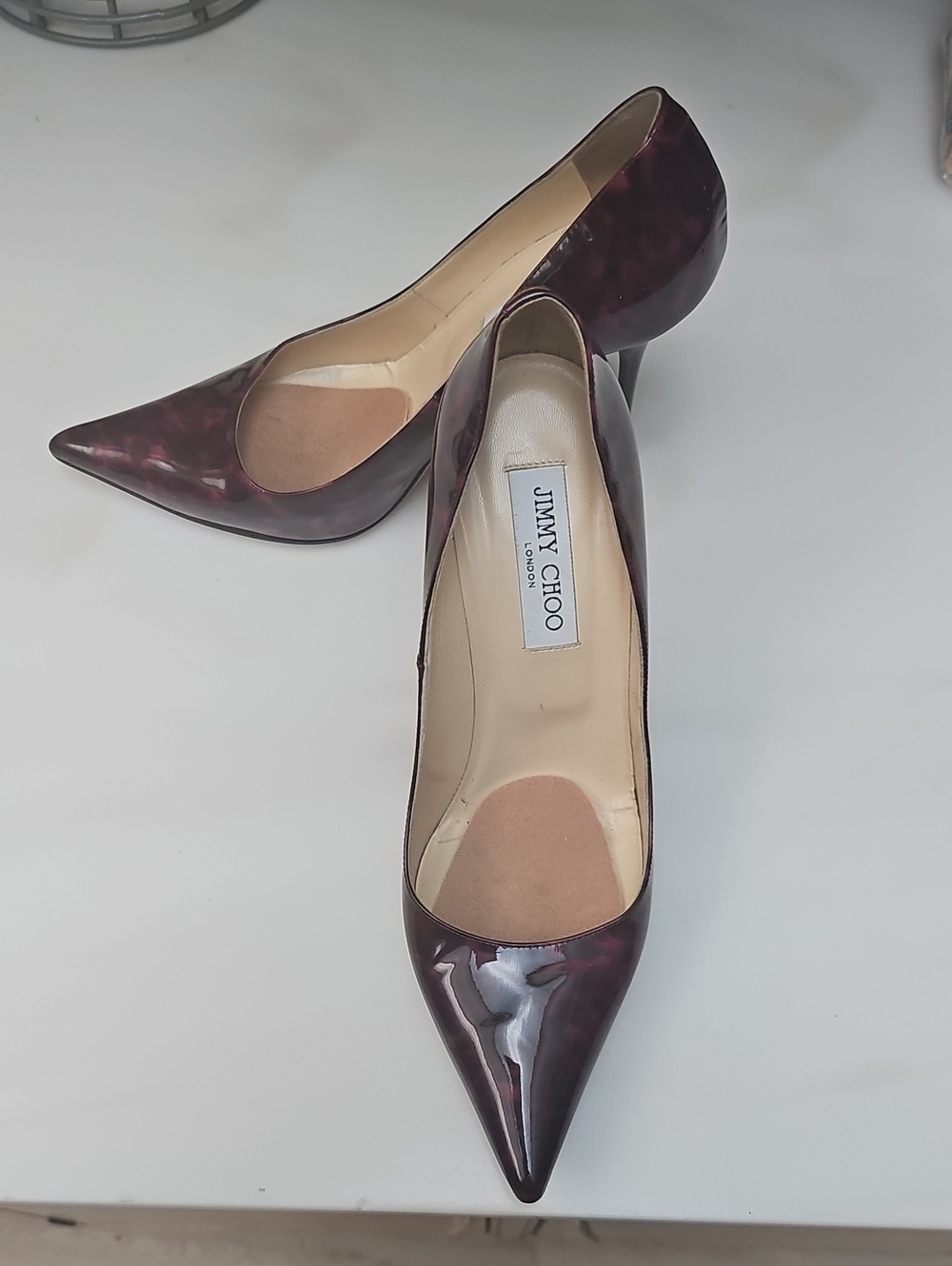 Jimmy Choo Women's Red/Black Patent leather Pointed-Toe Pumps - Picture 10 of 13